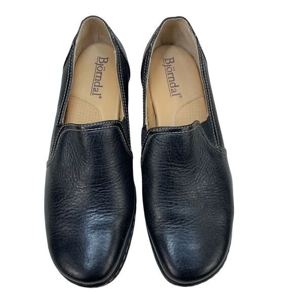 🔵Bjorndal Neptune Black Leather Slip On Loafers 6 - Picture 3 of 9